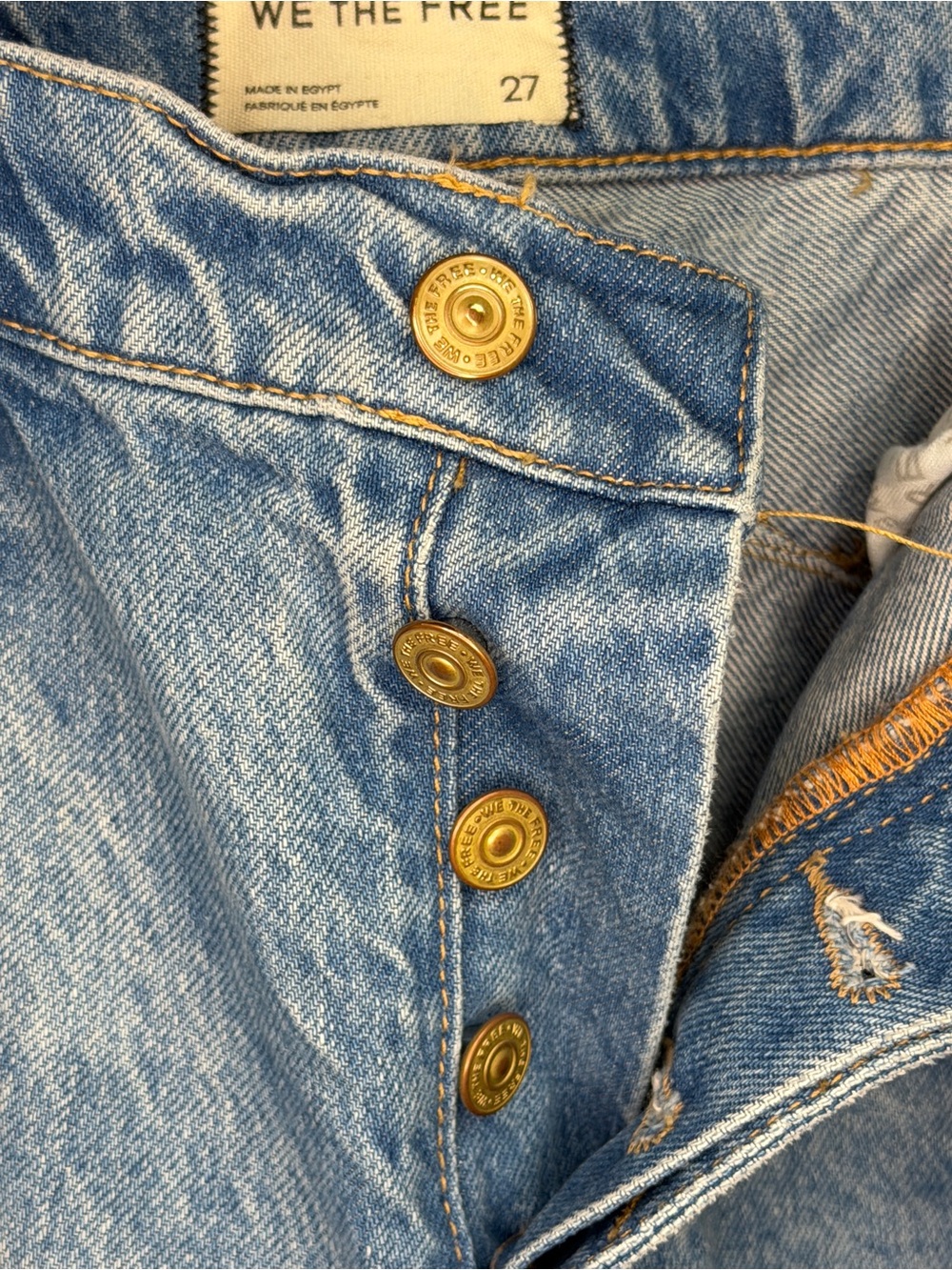 We The Free Light Blue Wide-Leg Denim Jeans with Knee Seams - Picture 9 of 9